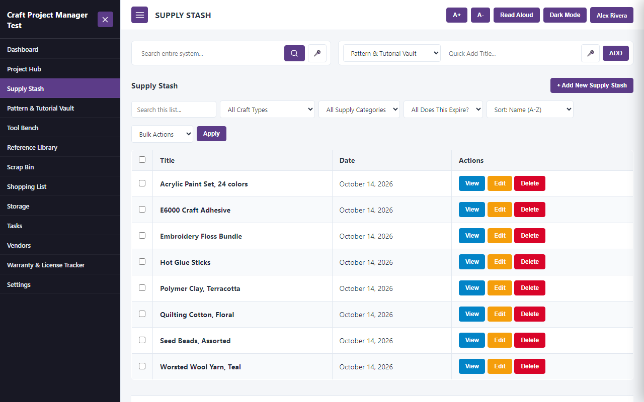 Crafter Workspace - Main project overview screen